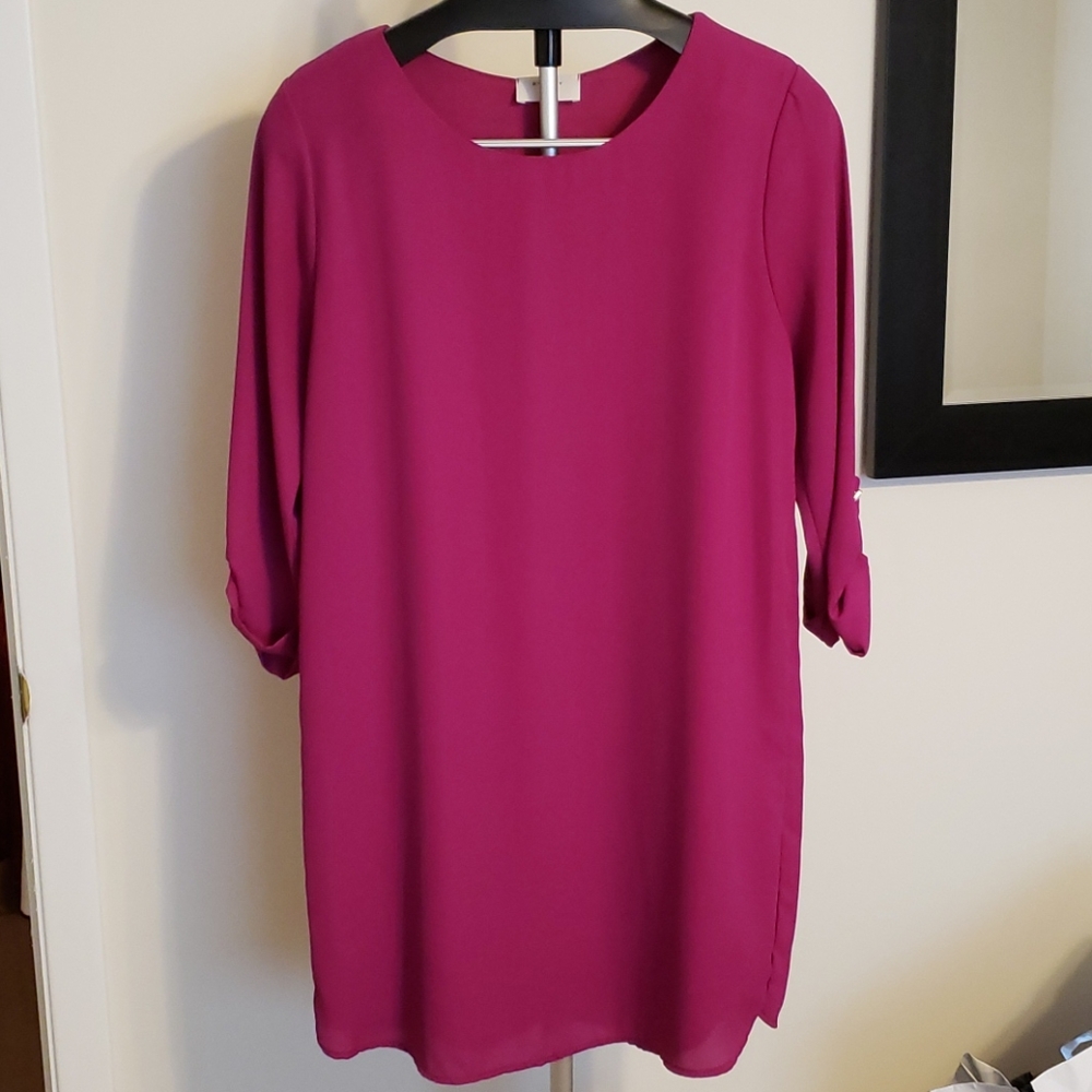 Everly Pink 3/4 sleeve shift dress